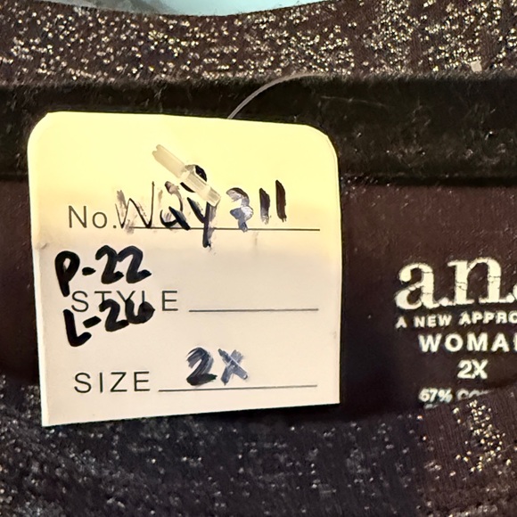 a.n.a Women's Dark Gray and Black Textured Long Sleeve Top Size 2X - Picture 3 of 4